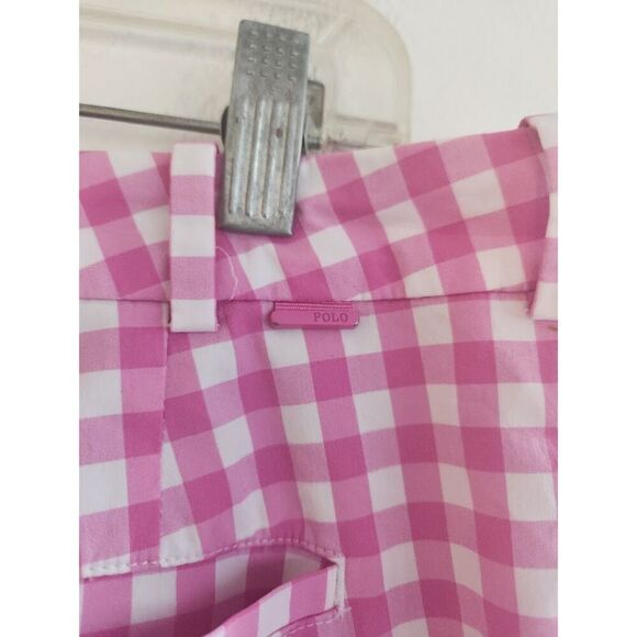Polo Golf Ralph Lauren Women Pink Gingham Ankle Length Golf Pants size 10 - Picture 6 of 10